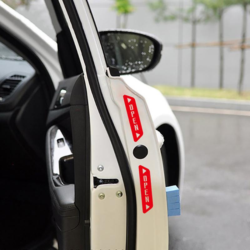 Warning Caution Mark Anti Collision Prevention Reflective Open Ho Car Auto Motorcycle Door Trunk Decal Sticker Accessories