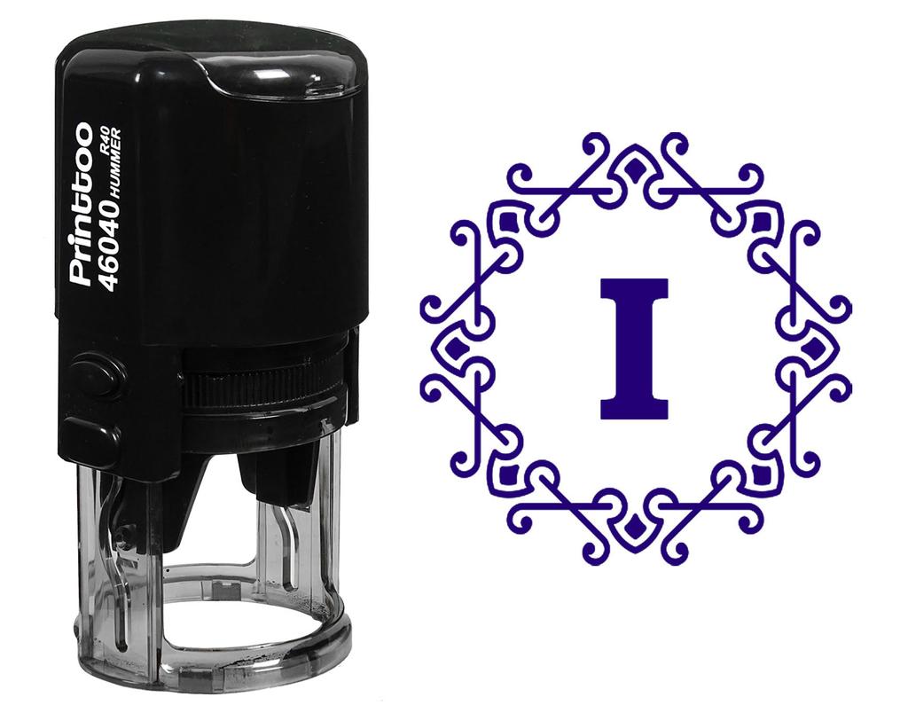 Printtoo Octagon Celtic Swirl Frame I Alphabet Monogram Initial Self Inking Rubber Stamp Office