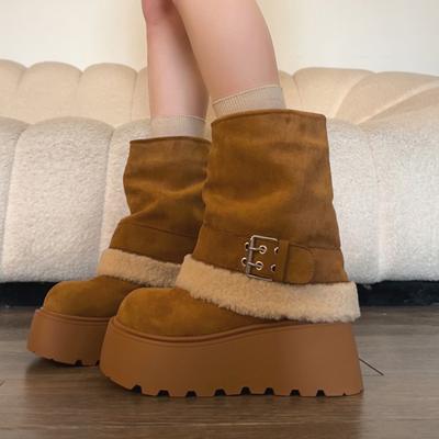 Меховые высокие каблуки Ботильоны Женские дизайнерские Теплая обувь Мода Снежные ботинки Короткий плюш Комфорт Зима Женские ботинки