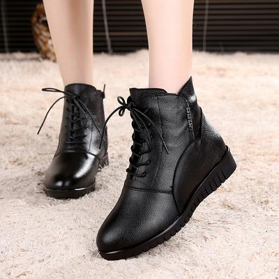 Большие размеры ботильоны для женщин осень-зима обувь женская натуральная кожа теплые платформы плоские ботинки женские ботинки uik90