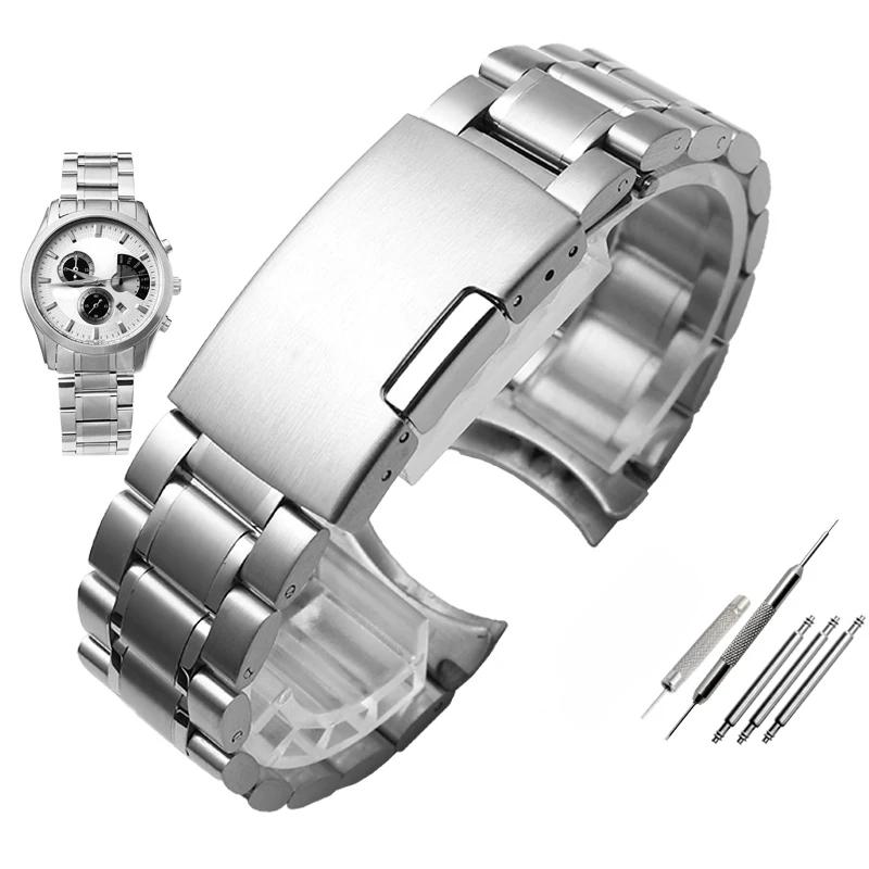 Универсальный изогнутый мужской ремешок для часов 20 мм 22 мм Для Casio EFV-540 500 510 EQB-501 EFR-303 Сплошной ремешок из нержавеющей стали Металлическая цепочка для часов