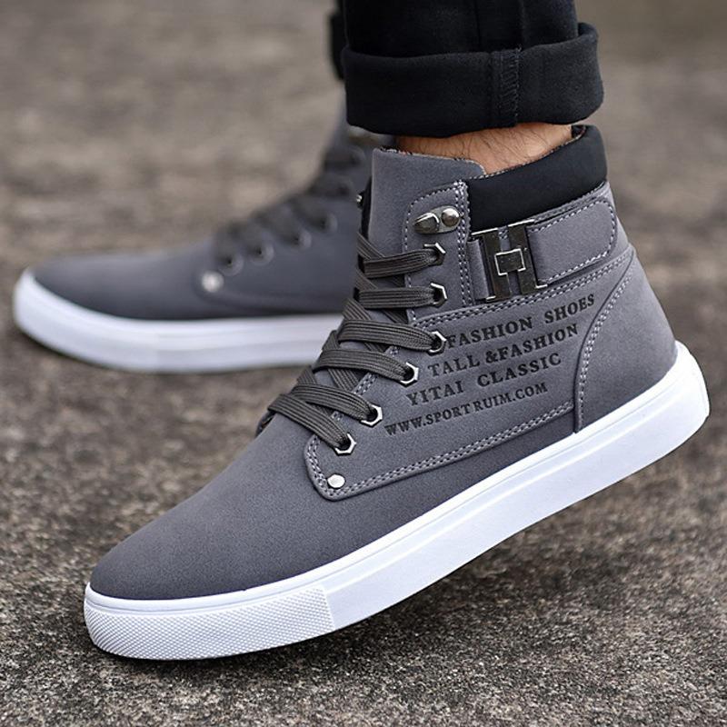 Fashion Men's Casual Shoes Fashion High-Top Sneakers for Men Korean Version Street Skate Shoes Retro Lace Up Platform Ankle Boots Botas
