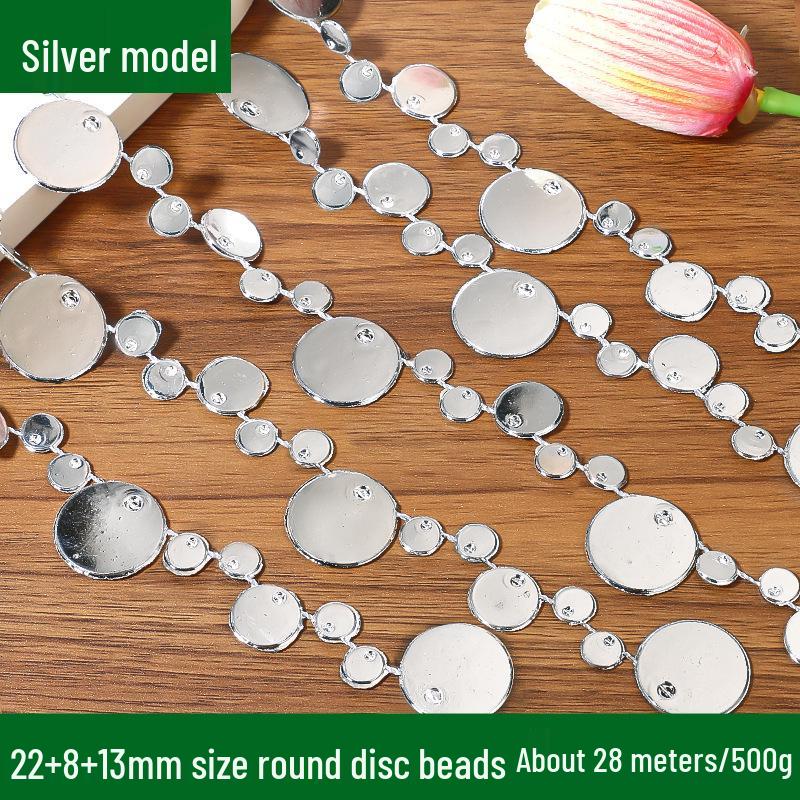 Gold & Silver Electroplated Bead String for DIY Christmas Tree Decorations