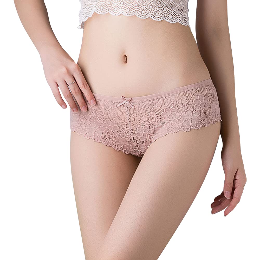 HINICE Обычный Сексуальный Набор Бикини 5 Женских Полностью Кружевных Стрингов, Размер, Низкая Посадка, Полуприкрывающие Ягодицы, Нижнее Белье, Трусики, 5-6 Штук (Черный, Трусики, Средний)
