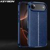 KEYSION Shockproof Case for iPhone 17 Pro Max Soft Silicone Leather Texture Business Style Phone Back Cover for iPhone 17 17 Air