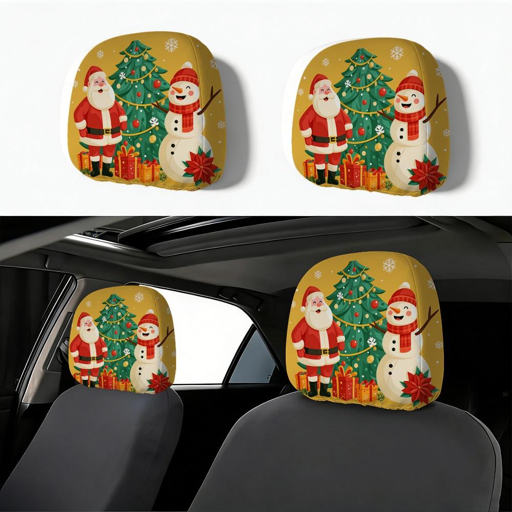 2pcs Universal Christmas Car Headrest Cover Ideal for Road Trips, Pickin