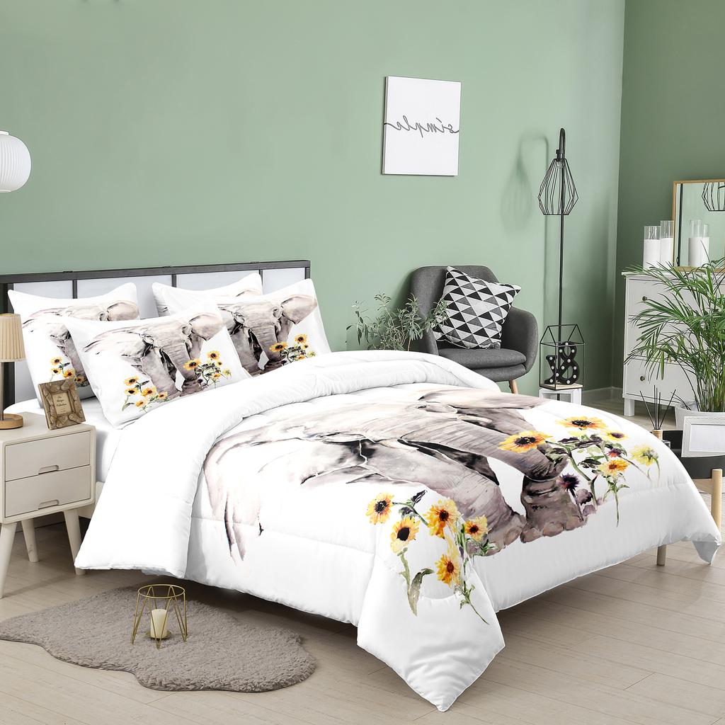 Комплект постельного белья размера Queen с темой диких животных, Односпальный комплект постельного белья с пододеяльником с изображением слона для детей, подростков, мальчиков, Удобный двуспальный/королевский пододеяльник