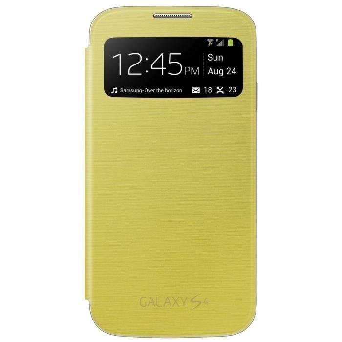 Etui à rabat - SAMSUNG - Galaxy S4 I9500 - Jaune - Semi-rigide - Accès direct fonctions