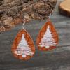 European & American Creative Christmas Tree PU Earrings with Double-Sided Leopard Print