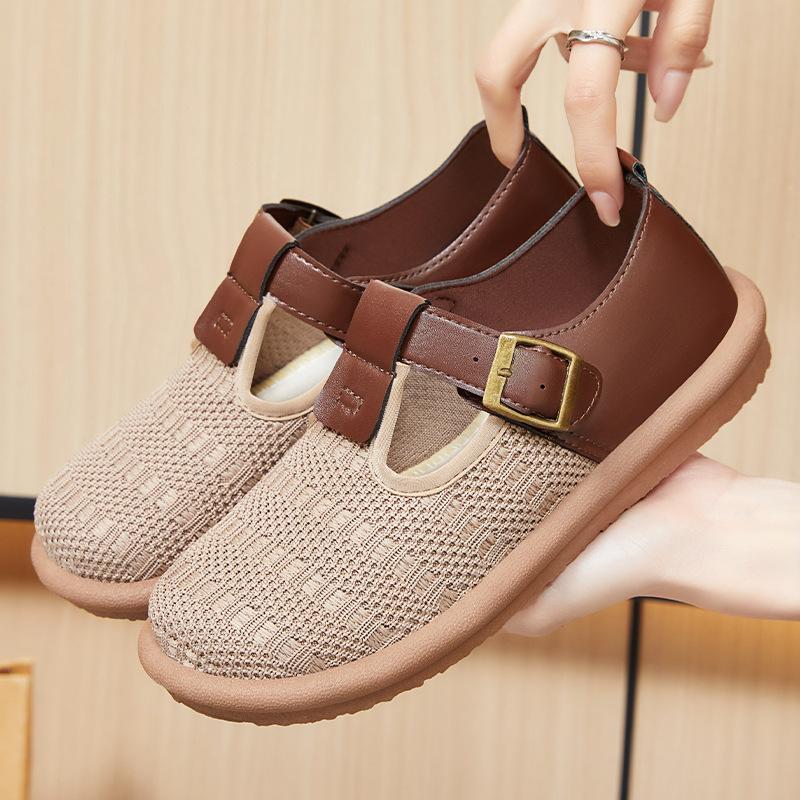 Туфли женские универсальные летние новые трендовые дышащие туфли для мам с мягкой подошвой удобные повседневные туфли с одной педалью