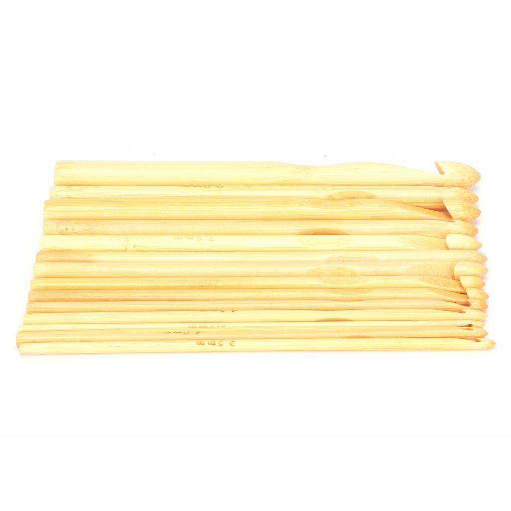 16pcs Bamboo Crochet Hooks Knitting Needle Weaving Tools Accessory for Beginner
