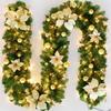 2.7m Luxury Christmas LED Cane Wreath Decoration With Lanterns Green Artificial Christmas Tree Banner Party New Year's Door Wrea