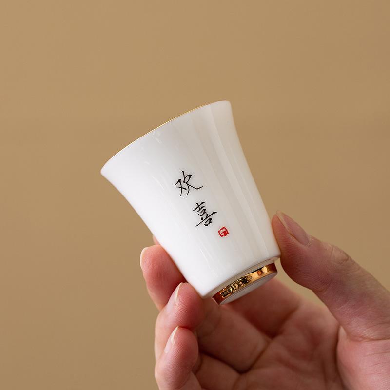 White porcelain Kung Fu tea set, teacup, ceramic master cup, single cup, tea tasting cup, tea cup, tea bowl, gift box.