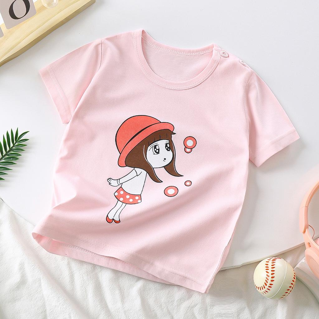 Children's Short Sleeve Pure Cotton Summer New Boy's T-shirt Baby Cartoon Girl Short Sleeve Korean Version of Top for Children