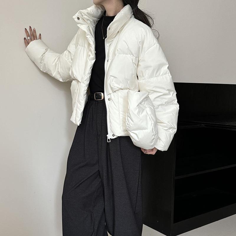 Съемная шапка короткая пуховая куртка женская 2024 новая корейская сладкая утолщенная белая утиная пуховая куртка конфетного булочка