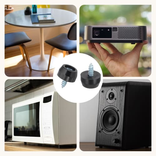 PATIKIL Rubber Furniture Feet Pads, 15x12x8mm, Anti-Vibration, Anti-Slip Bumpers, 3mm Screw-In, Round Black Pads, for Electronics, Furniture, Cutting