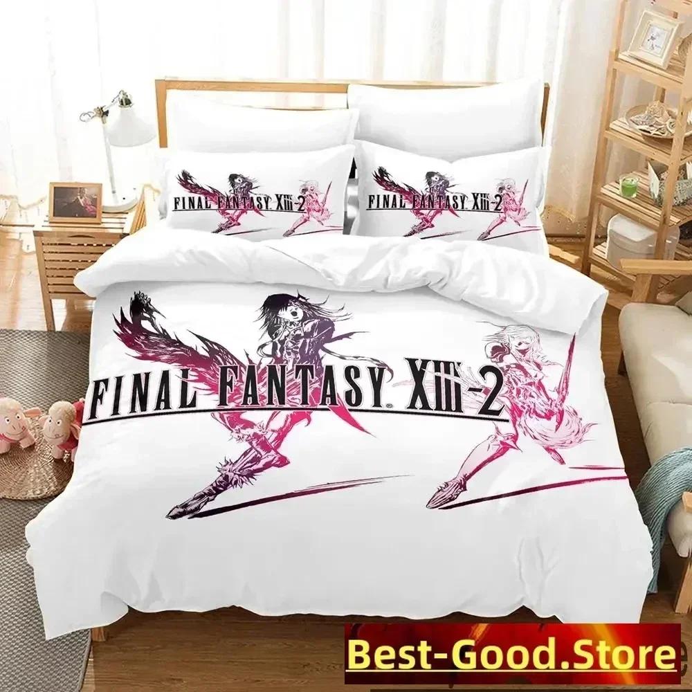 Аниме Игра Final Fantasy XIII 2 Комплект постельного белья Пододеяльник Комплект для кровати Наволочка Одеяло Размер King Queen Мальчики Взрослые