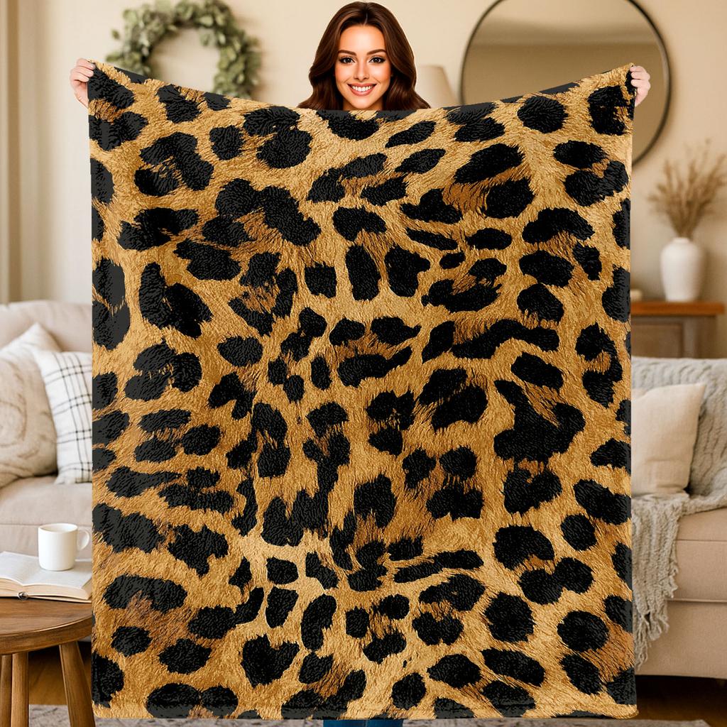 Leopard Abstract Art Flannel Blanket AllSeason PetFriendly Washable Sofa Camping Gift