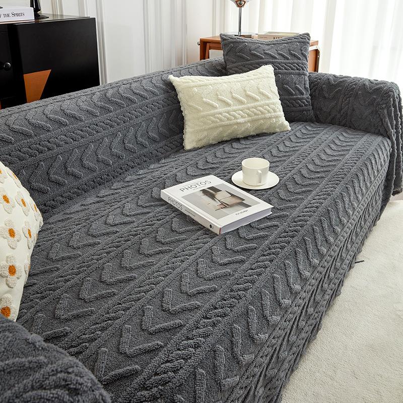INS Style Cream Color Universal All-Inclusive Sofa Towel Winter Plush Sofa Cover Simple Modern Sofa Cover Cover Cloth