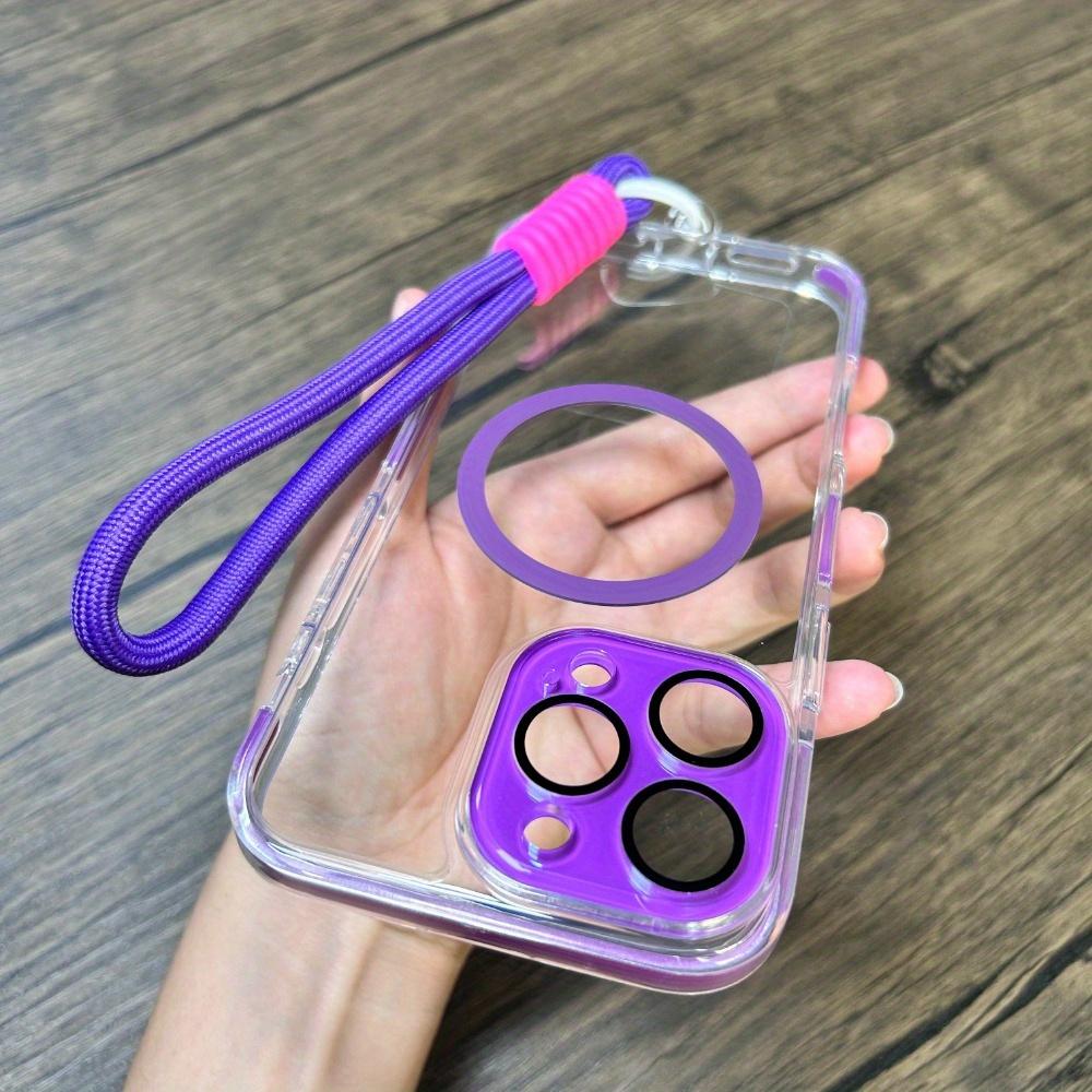 Роскошный прозрачный магнитный чехол для iPhone 16 15 14 13 Pro Max с ремешком, все включено, крышка объектива