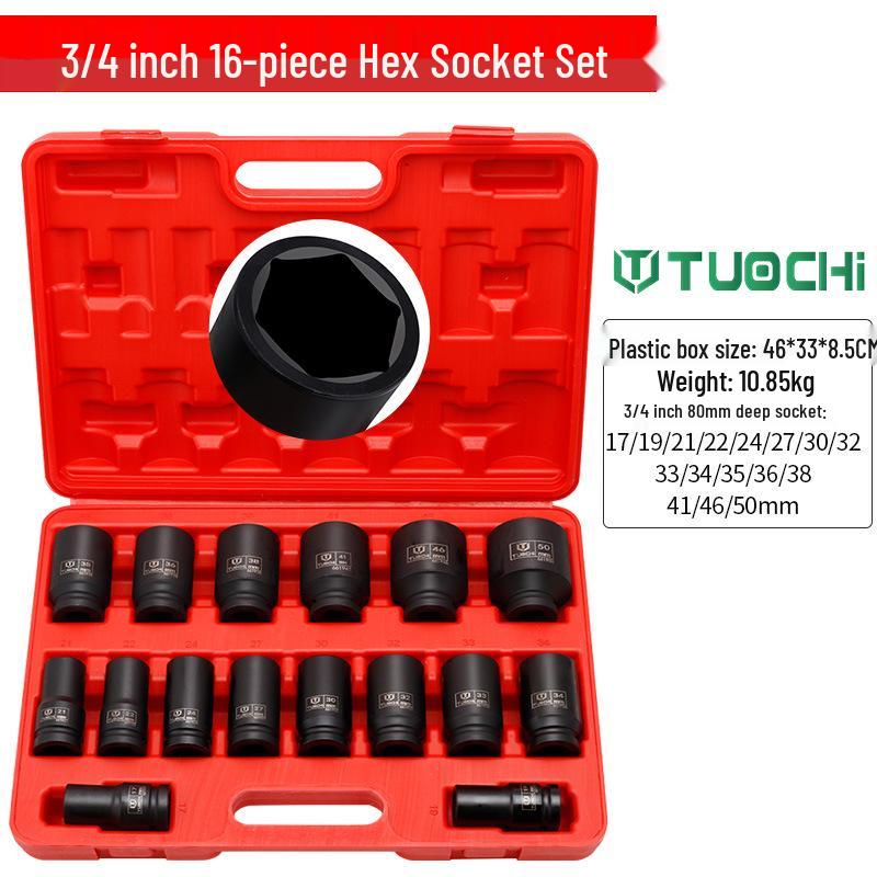 16-Piece 3/4" Drive Heavy-Duty Pneumatic Impact Socket Set (17-50mm)
