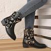 Женские ботильоны на блочном каблуке с острым носком, на среднем каблуке, с граффити в виде алфавита, ботинки-чулки до середины икры, ковбойские ботинки в западном стиле, рыцарские ботинки, женский большой размер