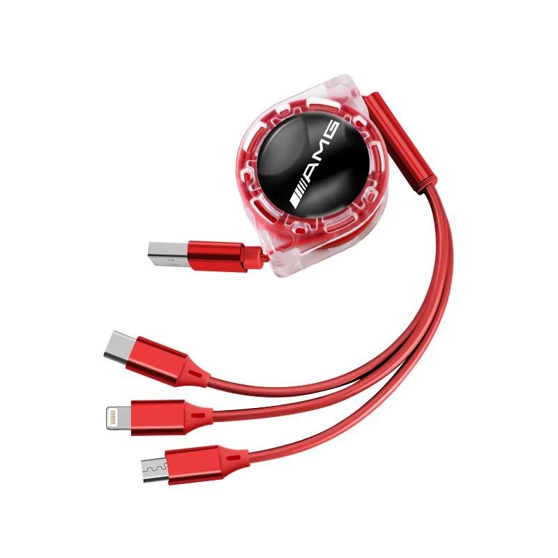 3 In 1 Micro USB Type C Charging Cable Multi Charger For Mercedes Benz B/C/E/S Class GLC GLK CLA GLA Interior Mouldings SSSJX-BZ b1