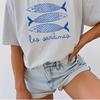 ZX Tee INAWLY Sardine Print Shirt Canned Fish Casual Shirt Tomato Girl Coastal Summer Girl Women Clothes Harajuku Women Clothes