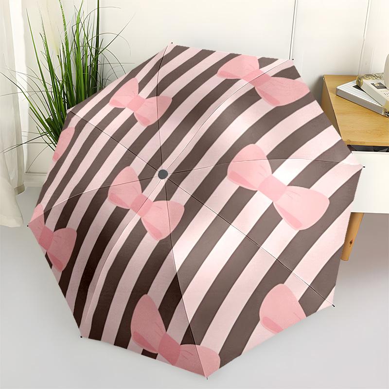1pc Bowtie Stripes Automatic Open/close Folding Umbrella, Compact Portable Travel Umbrella, Durable Construction yy251230132