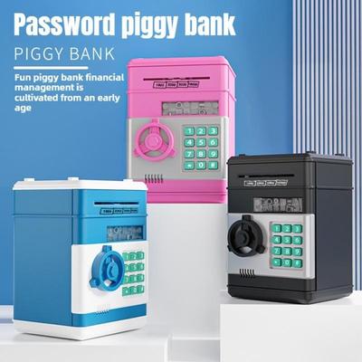 (Нет батареи) Детская копилка Входит и выходит Многофункциональная разблокировка паролем Автоматическая прокрутка банкнот со светом Сейф