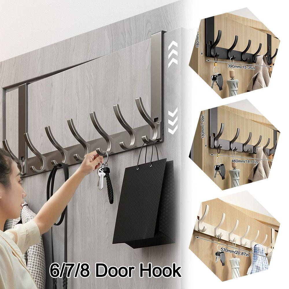 Настенная полка для хранения за дверью без пробивания отверстий, держатель для хранения, вешалка для одежды, креативность, 6/7/8 дверных крючков