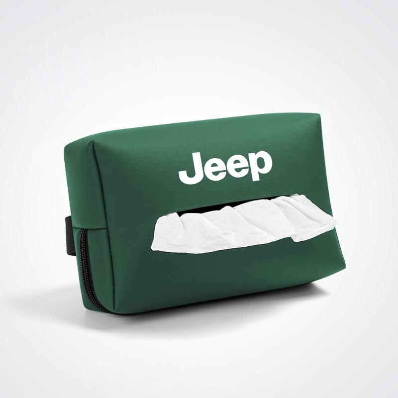 AIY5 Car Tissue Box Leather Paper Towel Storage Bag Accessories For Jeep Grand Cherokee Wrangler JK Gladiator Compass Renegade Recon