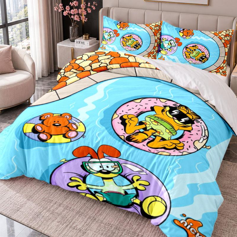 Garfield 3Pcs Bedding Set Duvet Cover With Two Pillowcases For Bedroom Home Decoration