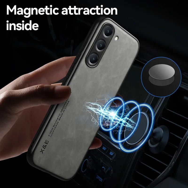 Магнитный кожаный чехол для Samsung Galaxy S23 S26 S24 S25 Edge S25 FE Plus Ultra S24FE S23FE 5G Ударопрочный силиконовый чехол