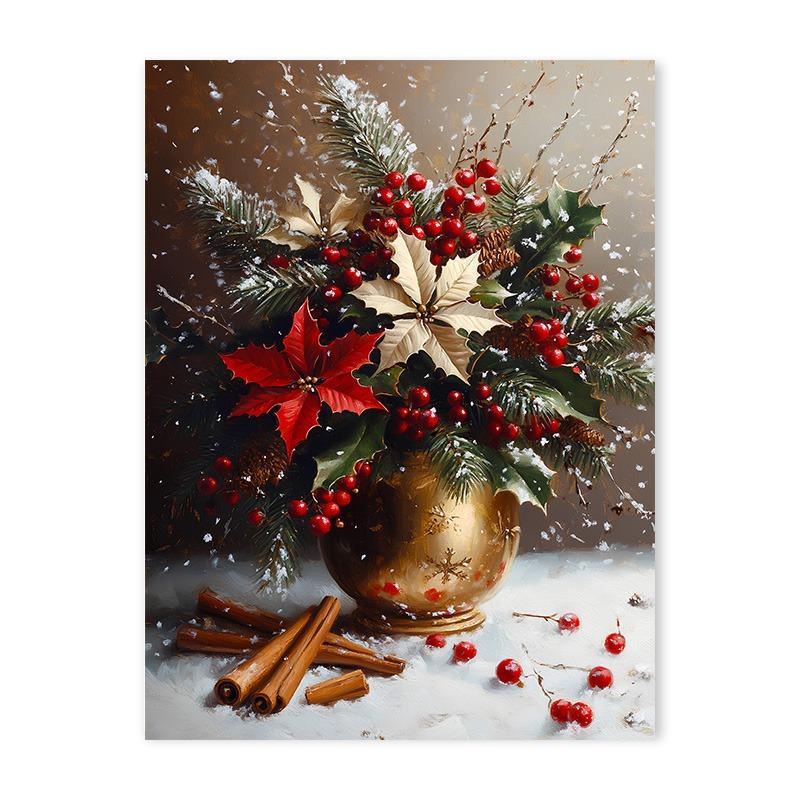 Vintage Red Christmas Tree Truck Candle Decorative Posters Merry Christmas Canvas Painting Living Room Wall Art Holiday Decor