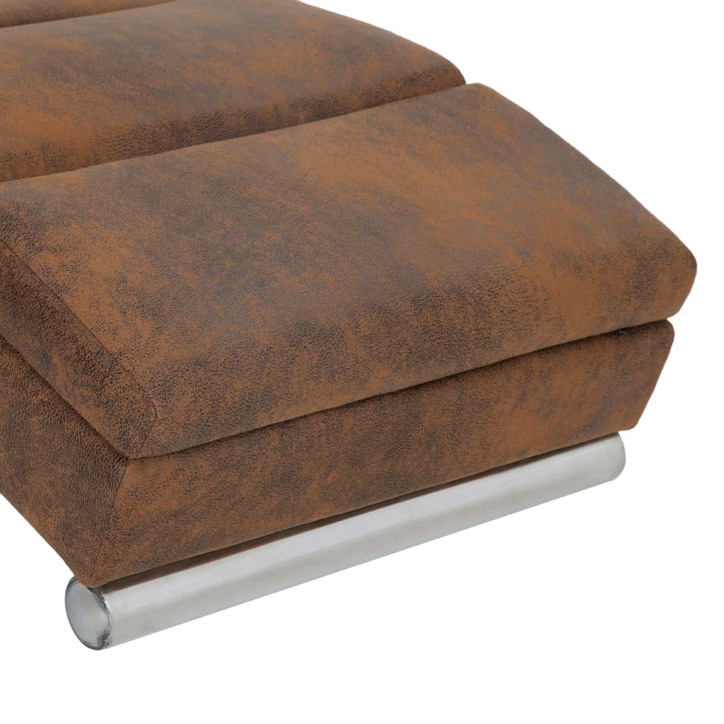 Chaise Longue in Brown Suede Look