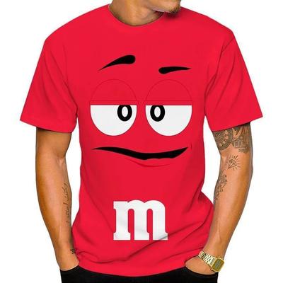 2024 Новая летняя мужская футболка Fun M Chocolate Bean Print 3D Printed T-Shirt Fashion Personality Plus Size O-образный вырез с коротким рукавом
