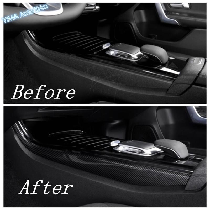 Carbon Fiber Gear Shift Box Side Panel Decor Stripes Cover Trim Accessories For Mercedes Benz A Class W177 A200 A220 - 2024