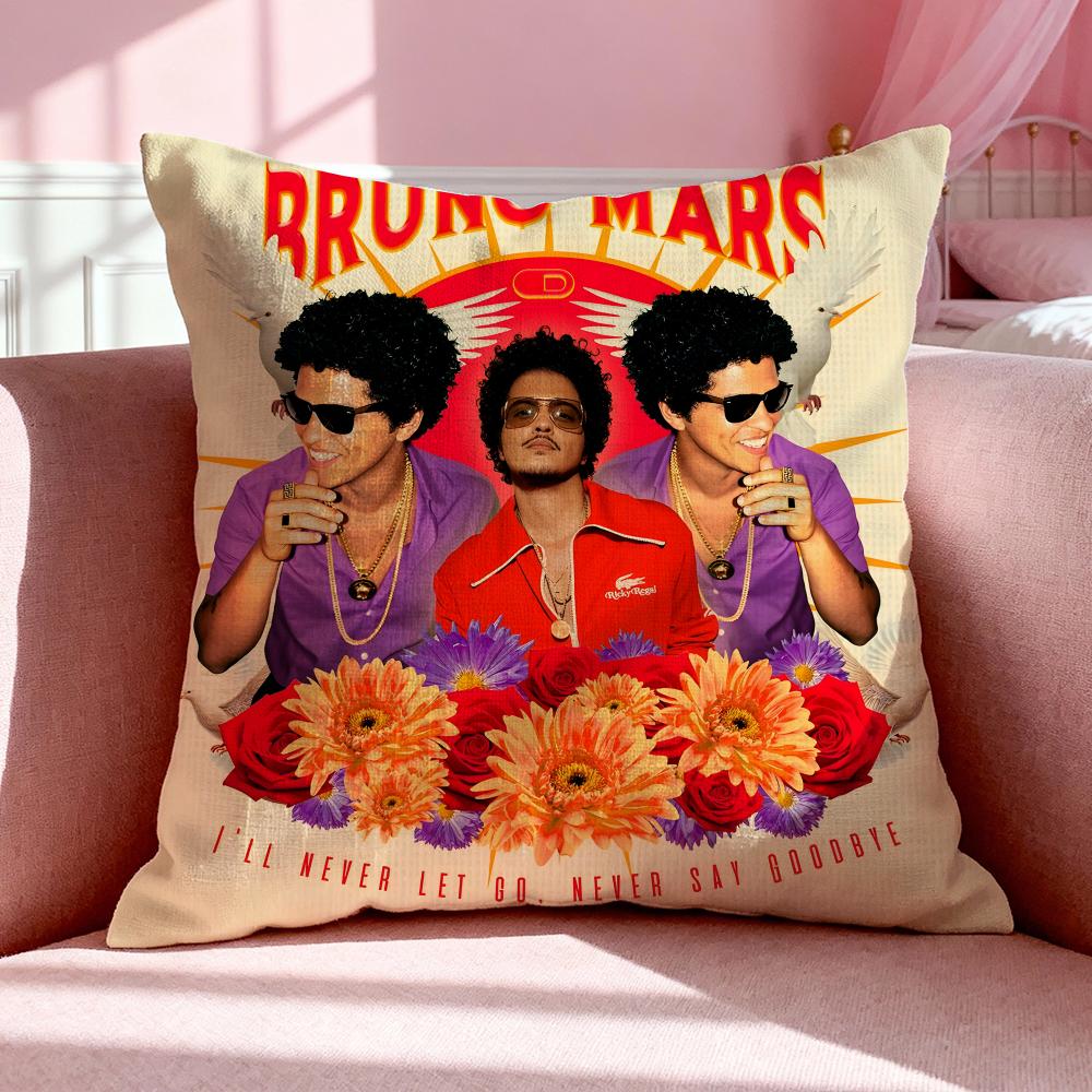 Singer BBruno Mars Cushion Cover Breathable Linen Pillowcase Summer Odorless EcoFriendly Invisible Zipper Washable