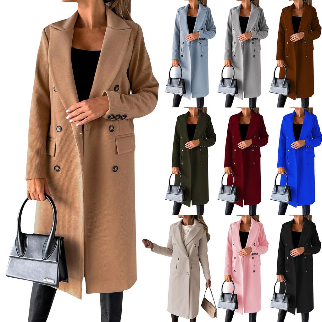 Женское модное универсальное твидовое пальто, однотонный двубортный пиджак с длинными рукавами