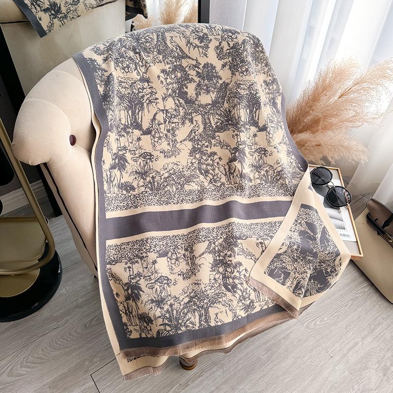 Тропические джунгли Ветер Контрастные цвета Двусторонний шарф из искусственного кашемира Зимняя высококачественная теплая шаль