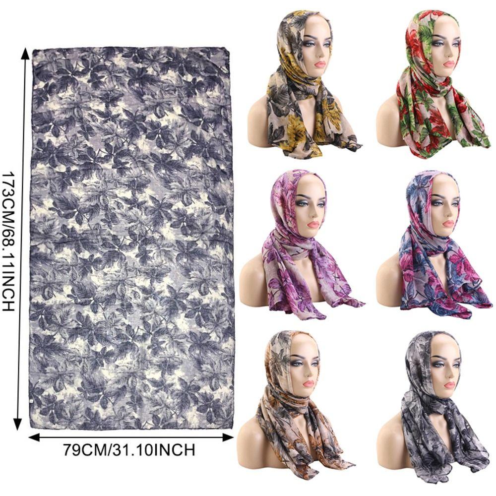 Voile Paisley Headscarf Leaf Print Chemo Cap Bali Style Beach Scarf Daily Wear