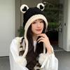 Шапка женская Love Frog вязаная флисовая шапка зимняя теплая холодная шерстяная защитная шапка Tide