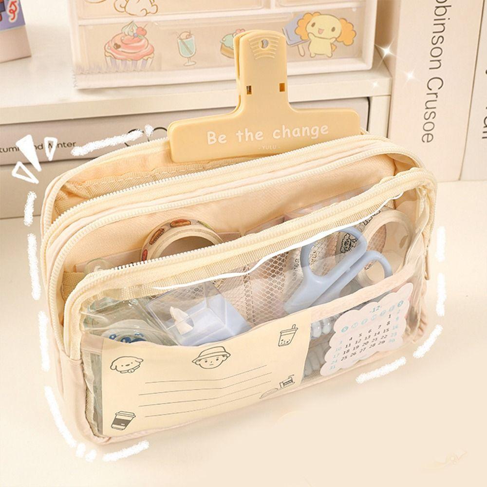 Емкость Прозрачная сумка для карандашей в корейском стиле Канцелярская сумка Держатель для карандашей Настольная сумка для хранения