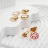 Women's Orange Heart Flower Enamel Ring Set Vintage Gold Statement Stackable Midi Knuckle Rings for Summer Beach Party