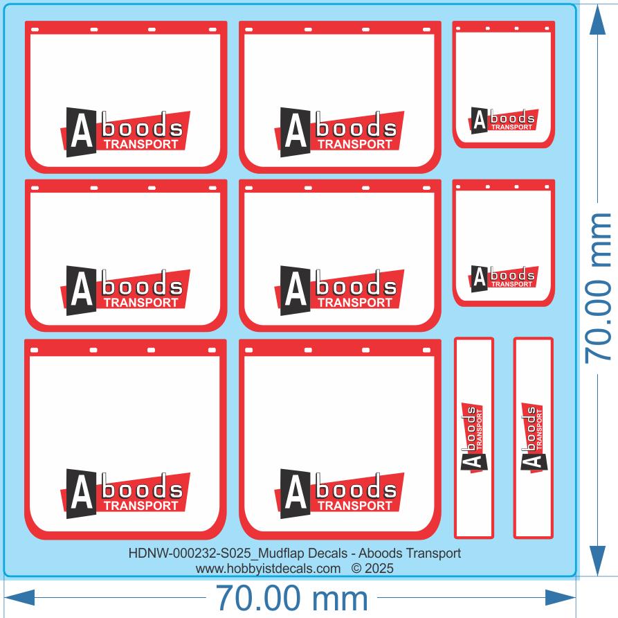 Mudflap Decals - Aboods Transport - 1/25 - Water Decal