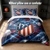 Atletico Madrid Design Bed Bedding Set 1 Duvet Cover + 2 Pillowcases Soft Breathable Household Bed Linens