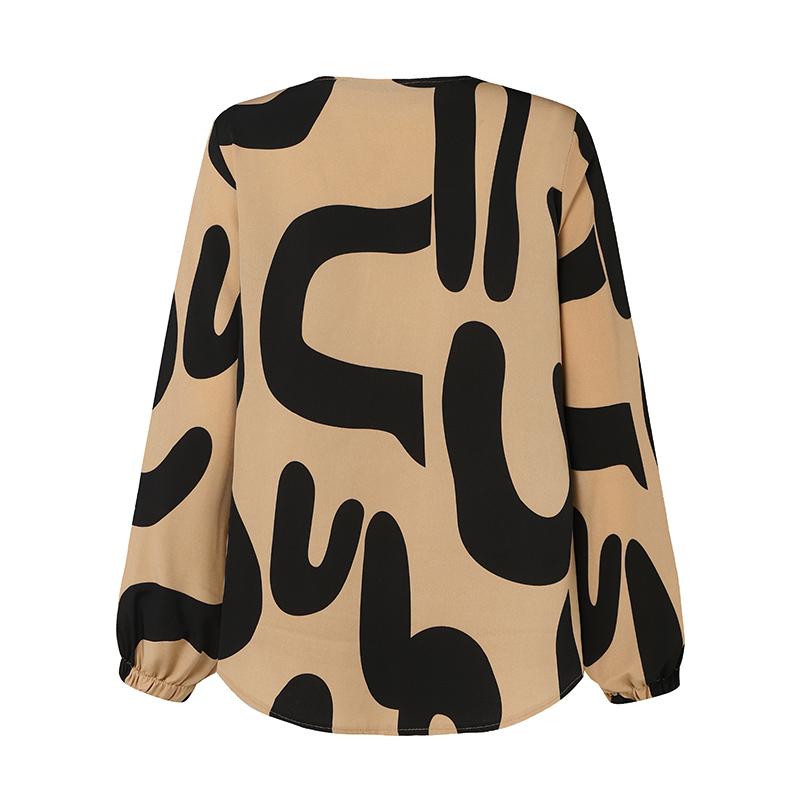 ZANZEA Women Lantern Sleeve Geometric Pattern Casual Blouse