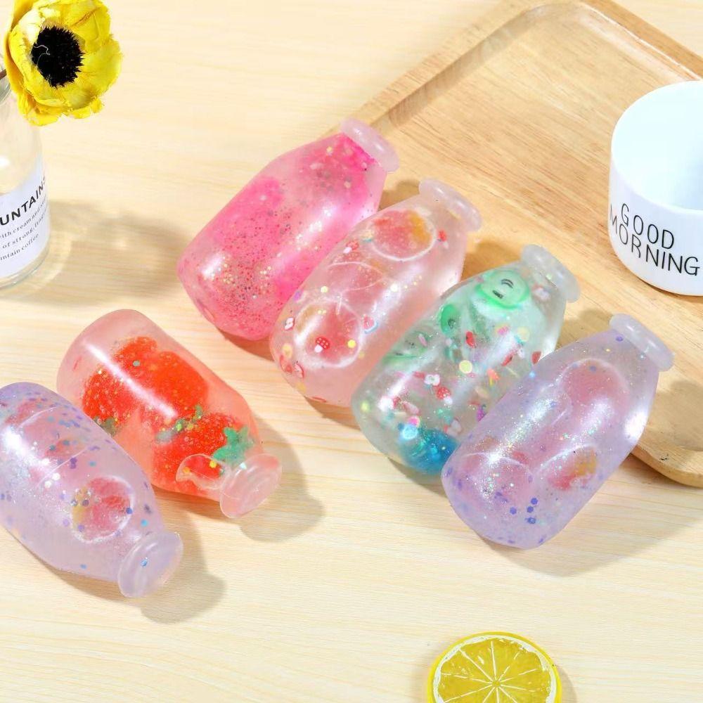 Random Color Transparent Bottle Fidget Toys Transparent Maltose Bottle Squishy Toy DIY Creative