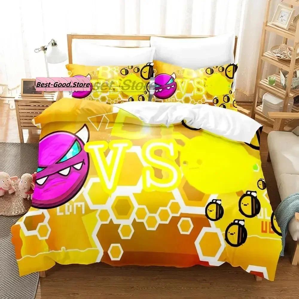 Комплект постельного белья Angry Geometry Dash Single Twin Full Queen King Size Комплект постельного белья Aldult Kid Bedroom Duvetcover Sets 3D Print Kawaii